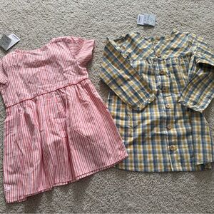 Rufflebutts Striped Pink Dress and Plaid Shirt Set NWT Girls 5